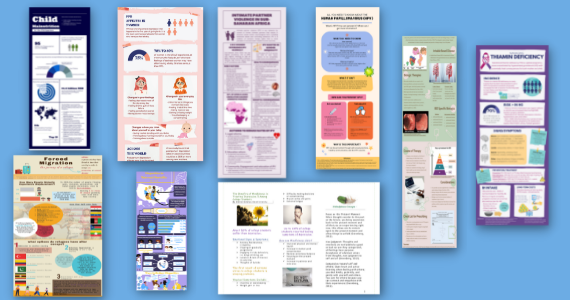 thumbnail images of global health infographics